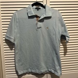 Burberry Short-Sleeve 100% Cotton Polo Shirt Light Blue Classic Plaid Size Small